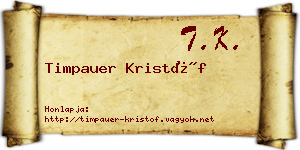 Timpauer Kristóf névjegykártya