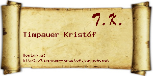 Timpauer Kristóf névjegykártya